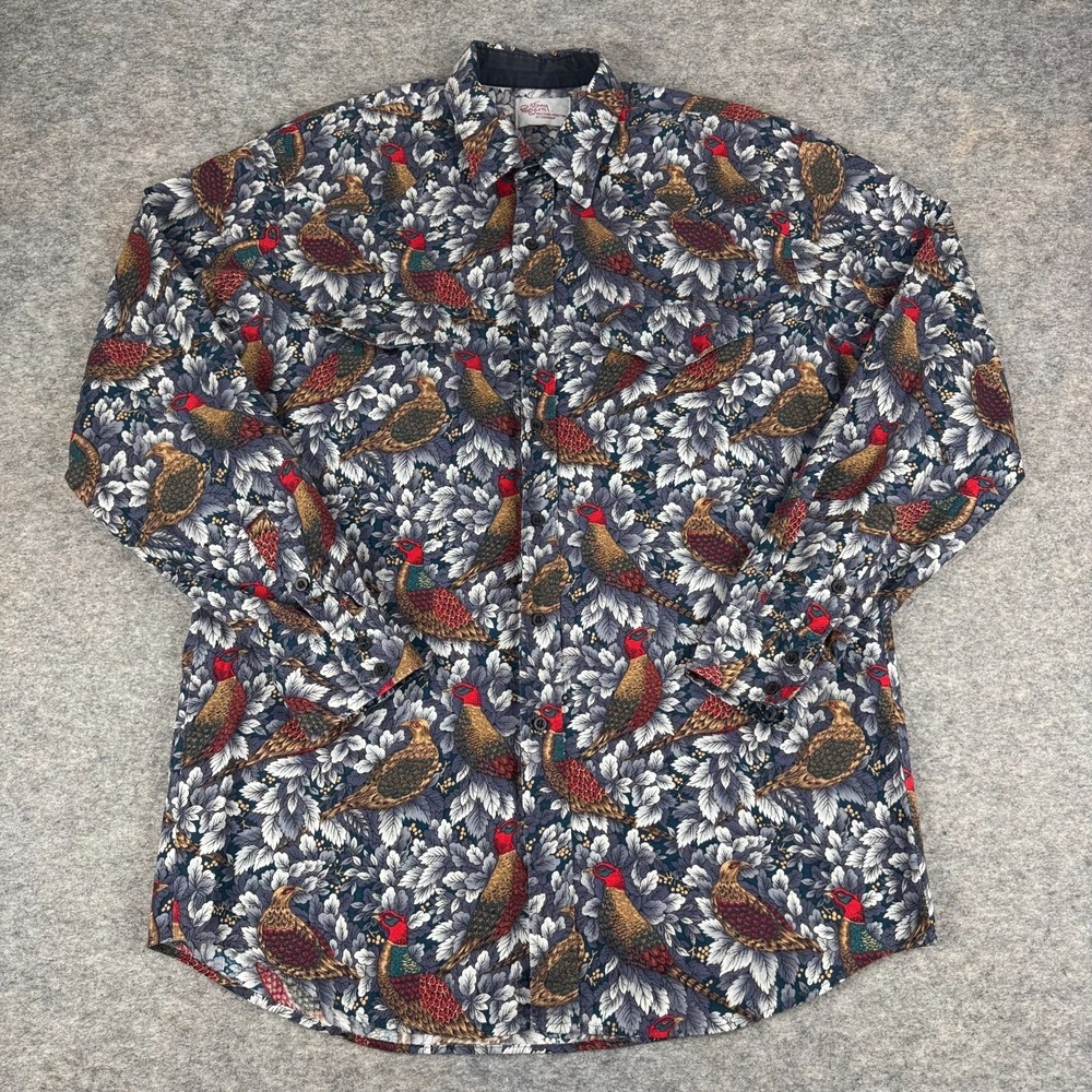 Vintage Kenny Rogers Western Collection By Karman Pheasants Birds Mens Large L